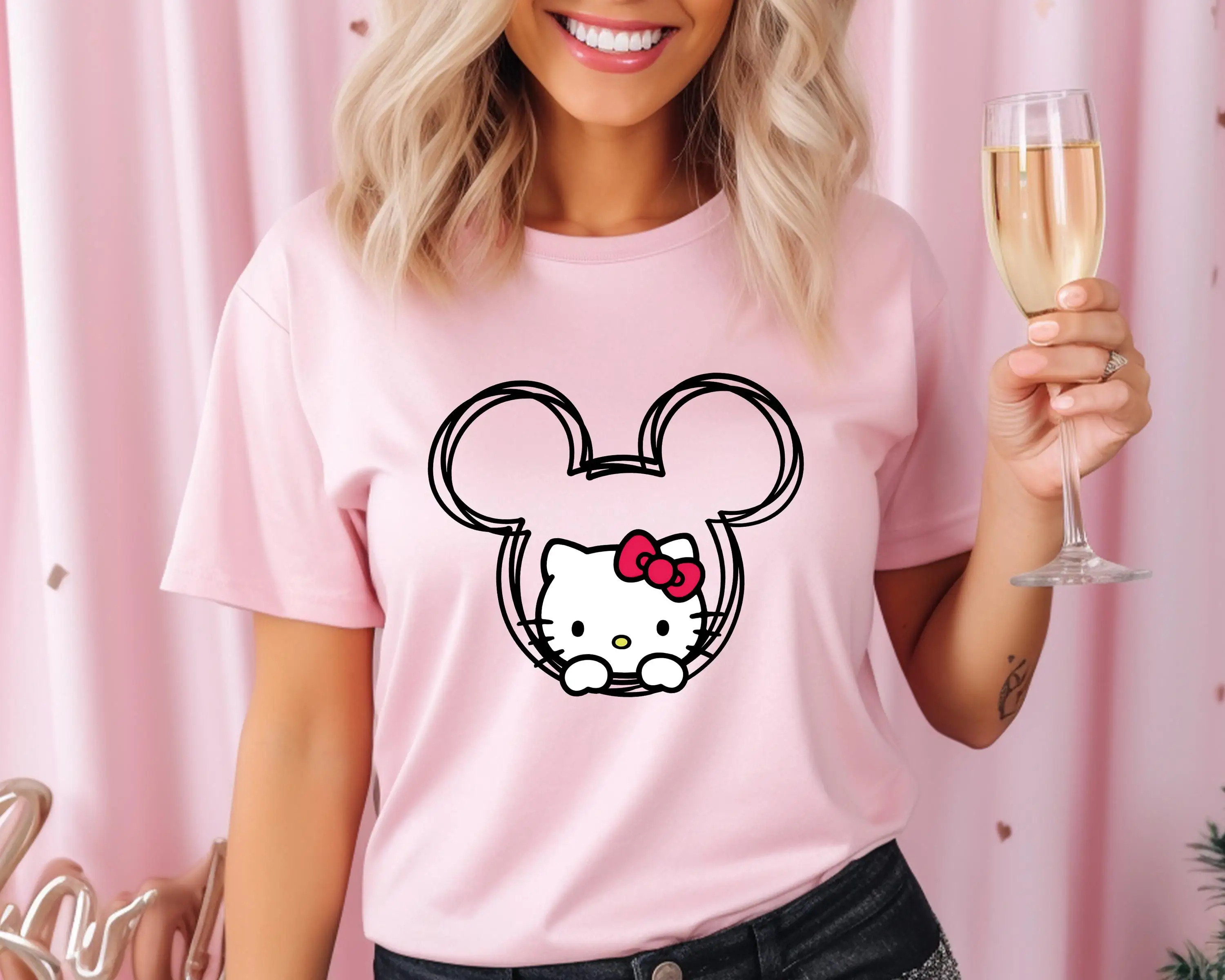 2026 Summer Men's and Women's Pure Cotton T-shirt Parent Child Sanrio Hellokitty High Quality Comfortable Breathable Ins Y2k