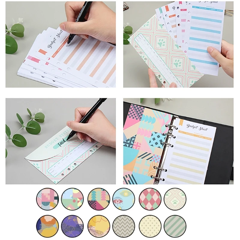 25 листов с 6 отверстиями для отслеживания бюджета, набор бюджетных конвертов и маркеров