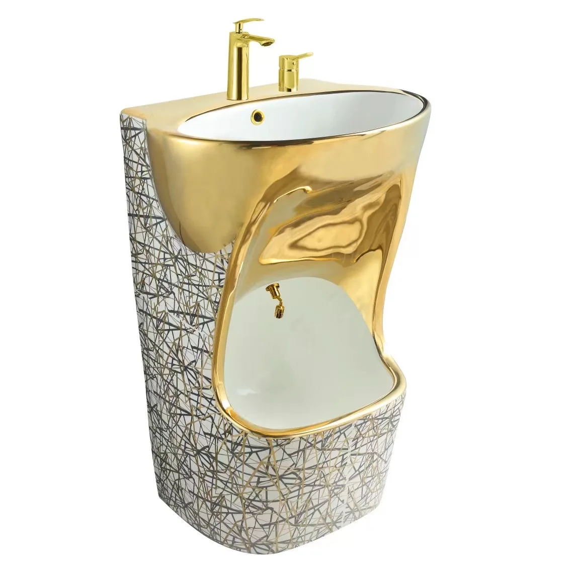 

Golden Mosque Muslim Five Lakes Water Basin Base Foot Wash Muslim Wudu Water Basin Wash hands and feet