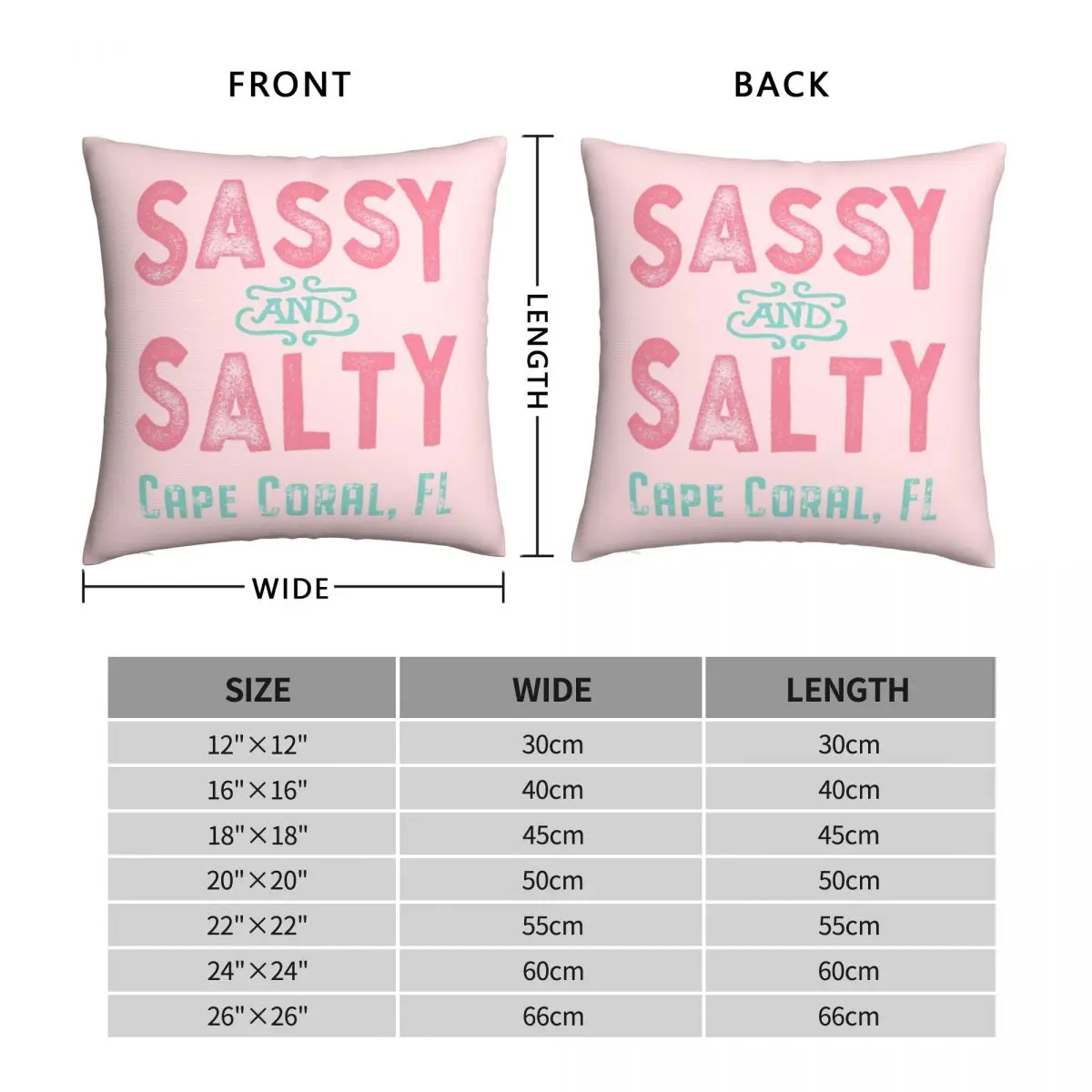 Cape Coral Florida Sassy And Salty Pillowcase Polyester Linen Velvet Creative Zip Decor Pillow Case Car Cushion Case 45x45