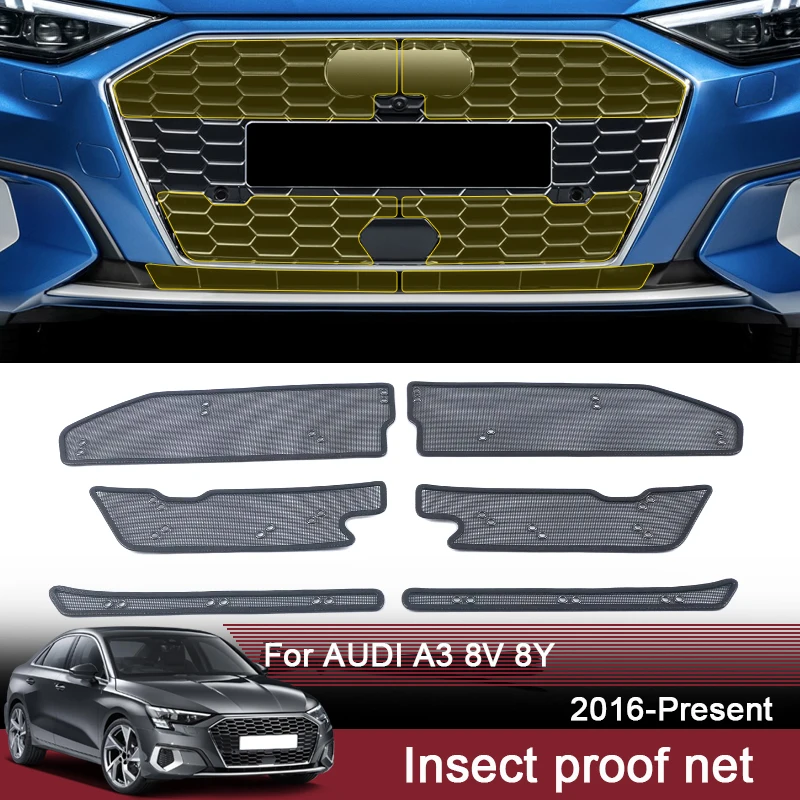 Car Insect Proof Net For AUDI A3 8V 8Y 2016-2025 Water Tank Cover Racing Grid Protective Net Condenser Internal Accessory