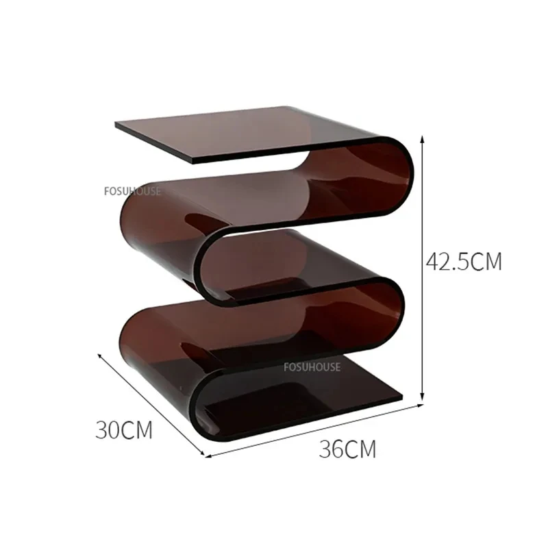 Side Table Nordic Transparent Acrylic Personality Living Room Furniture Home Decor Minimalist Small Bookshlf Magazine Rack