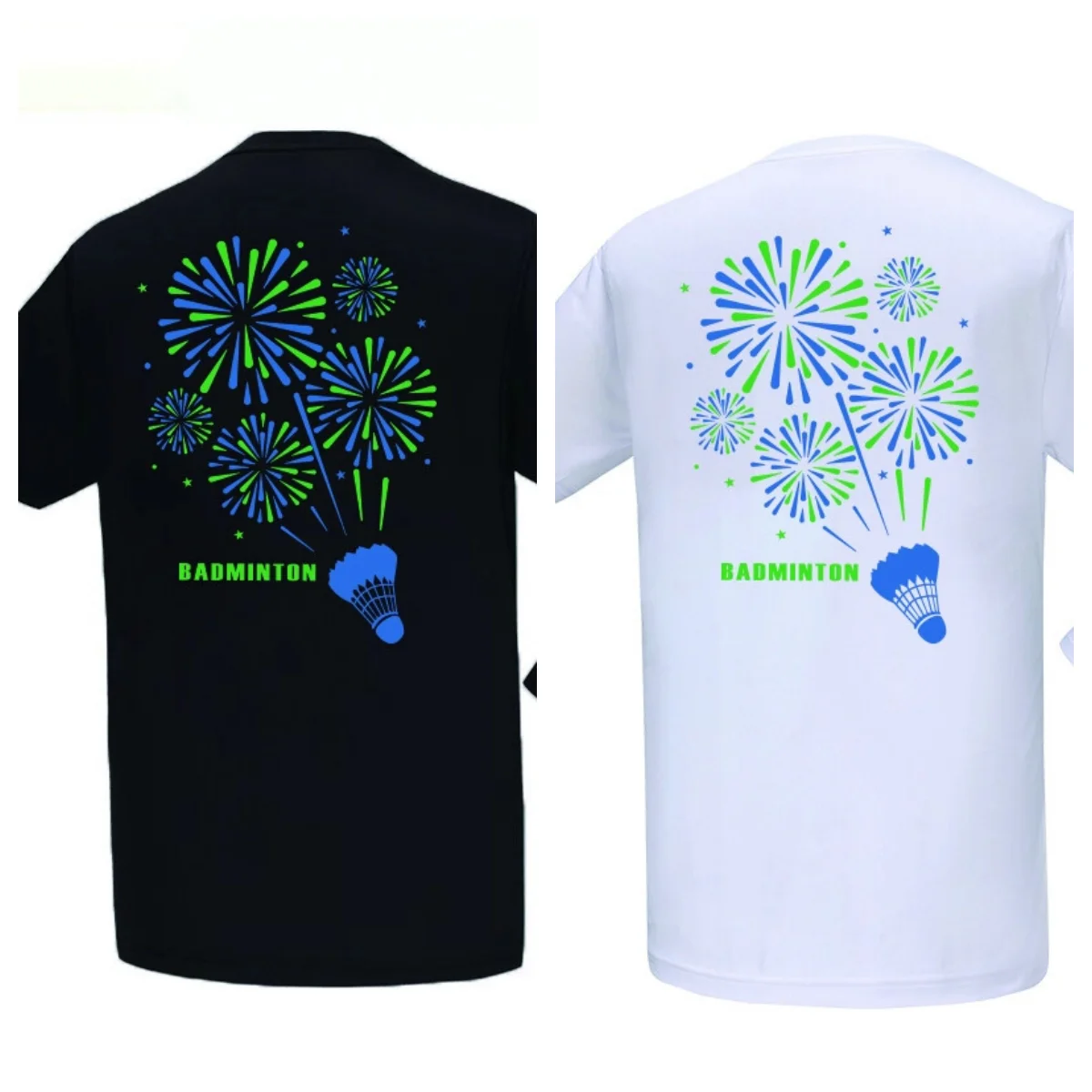 

Футболка Ins Nouveau De Sport À Manches Courtes Pour Hommes Et Femmes De Badminton De Feux D'artifice Impression En Pur Coton
