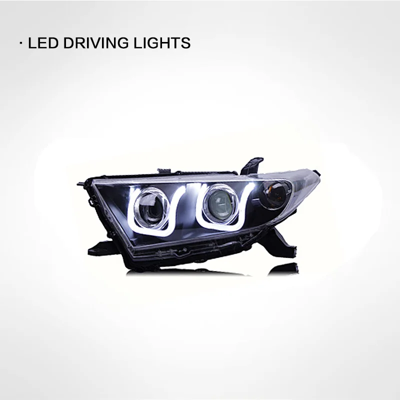 For Toyota Highlander 2012-2014 headlight assembly modified led daytime running lights angel eye double lens xenon headlights