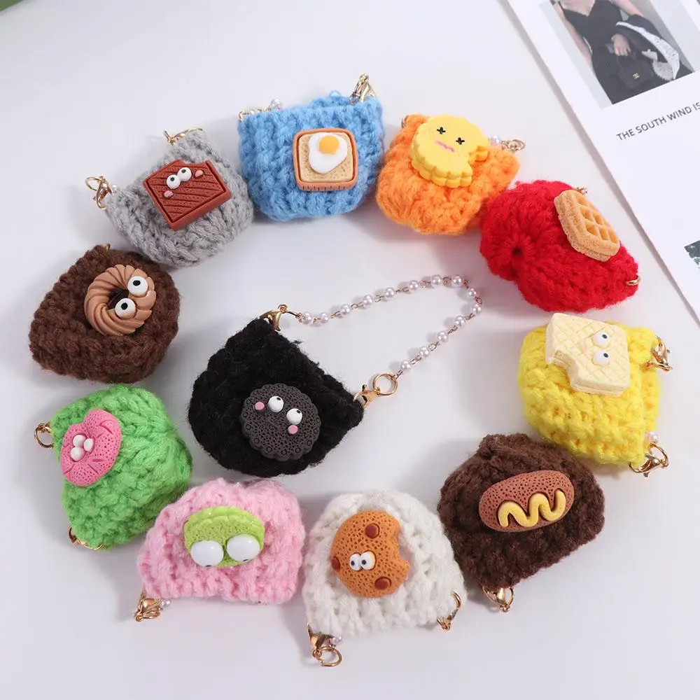 

Pearl Chain Doll Knitted Shoulder Bag Miniature Woven Mini Crossbody Doll Bag Handbag Sweet Dollhouse Knitting Wool Bag DIY Toy