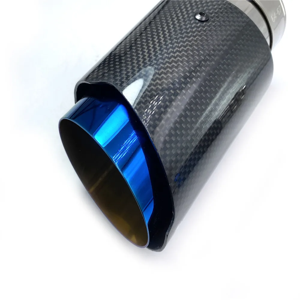 Tubo de escape de carbono brillante para coche, punta de silenciador recto de acero inoxidable azul, brida con logotipo de Remus para Bmw F30, 1