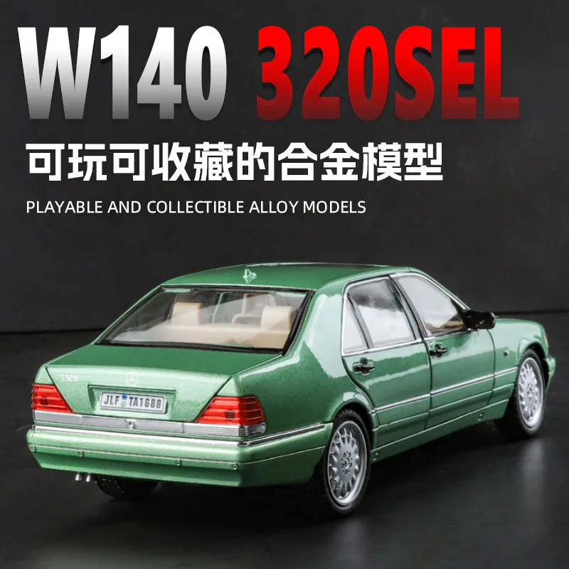 1:24 Mercedes-Benz W140 320SEL Classic Limousine Alloy Diecast Model Car Sound and Light Collection Hobbies Decorations Present