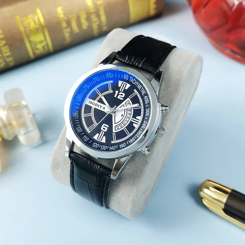 Imagen 1 del producto Reloj de pulsera de cuarzo con correa de cuero de lujo para hombre a la moda, reloj de pulsera de vestir Simple y elegante, relojes deportivos para hombre
