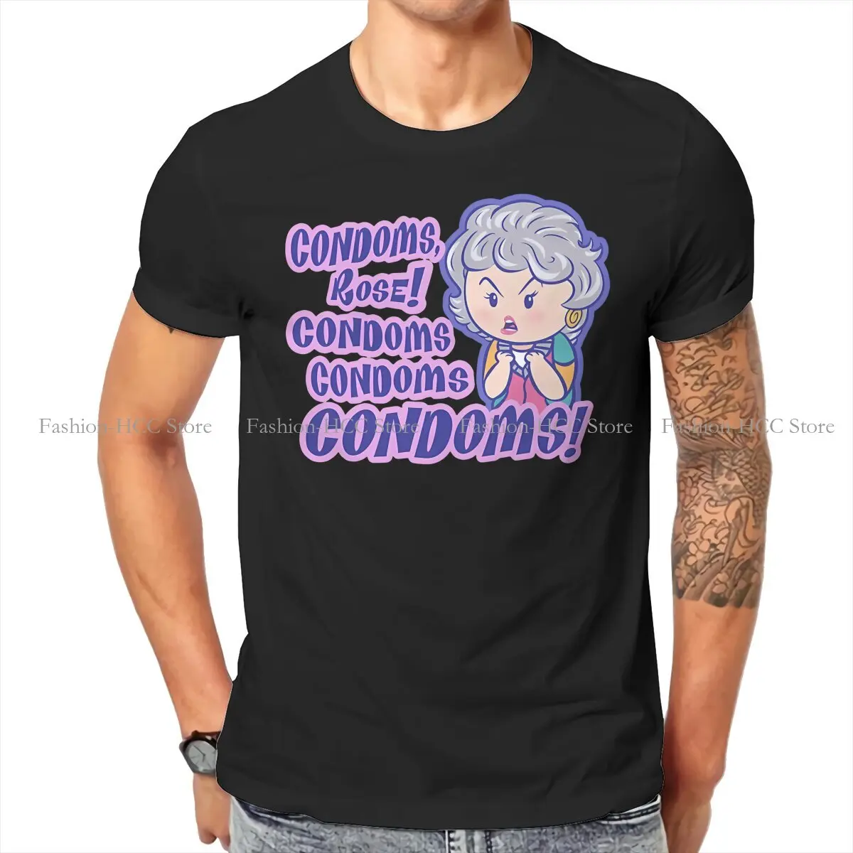 CONDOMS Rose Cute Newest TShirts Golden Girls Men Harajuku Pure Cotton Tops T Shirt