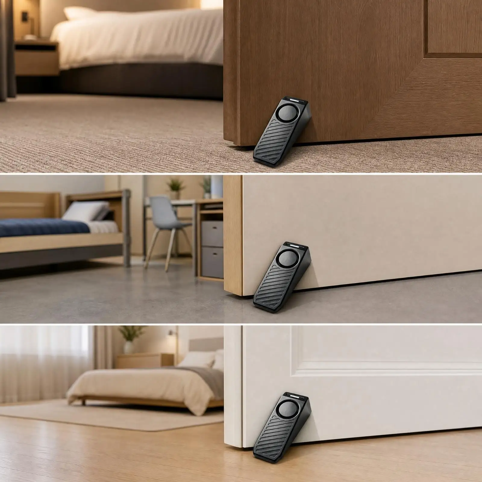Wedge Door Security Alarm Rechargeable Portable Safety Stop for Travel Hotel Room Home Entryway with USB Charging
