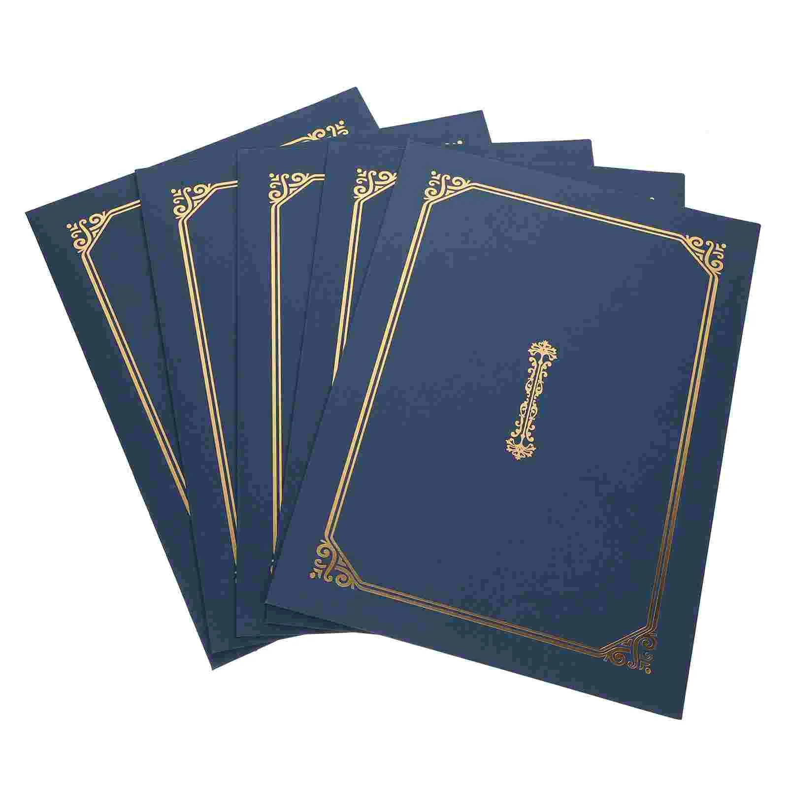 

5 Pcs Fillers Certificate Document Protective Metal Blue Paper Award Travel