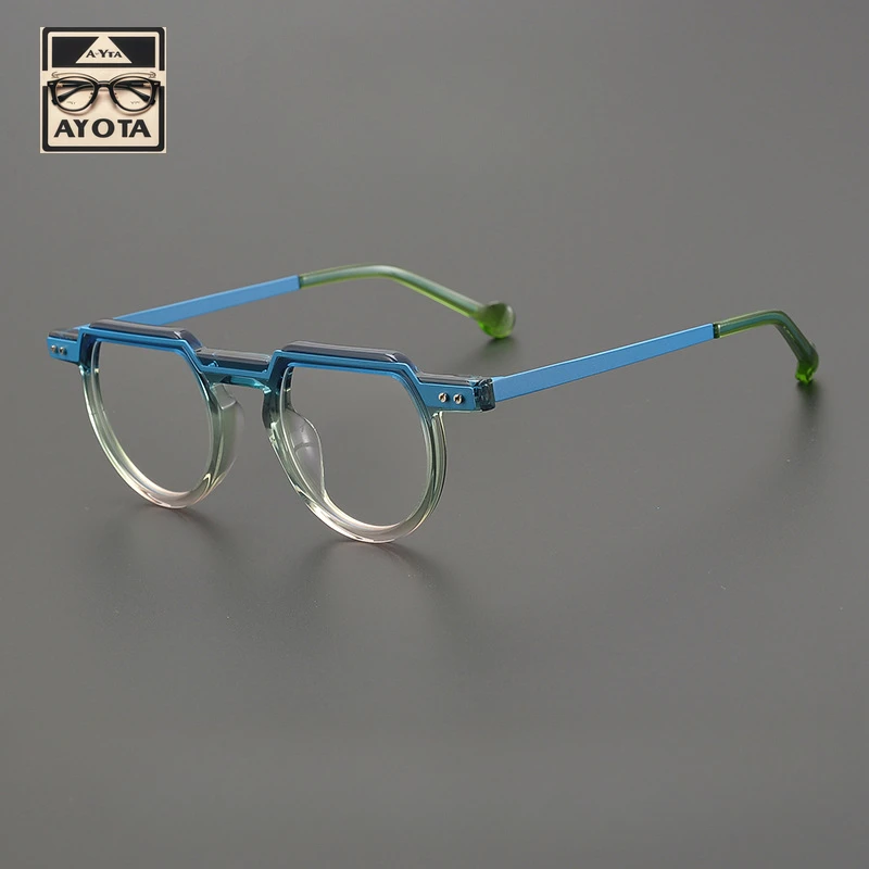 New Designer Eyeglasses Frames for Men High Quality Handmade Acetate Blue-green Myopia Reading Women's Prescription Eyewear