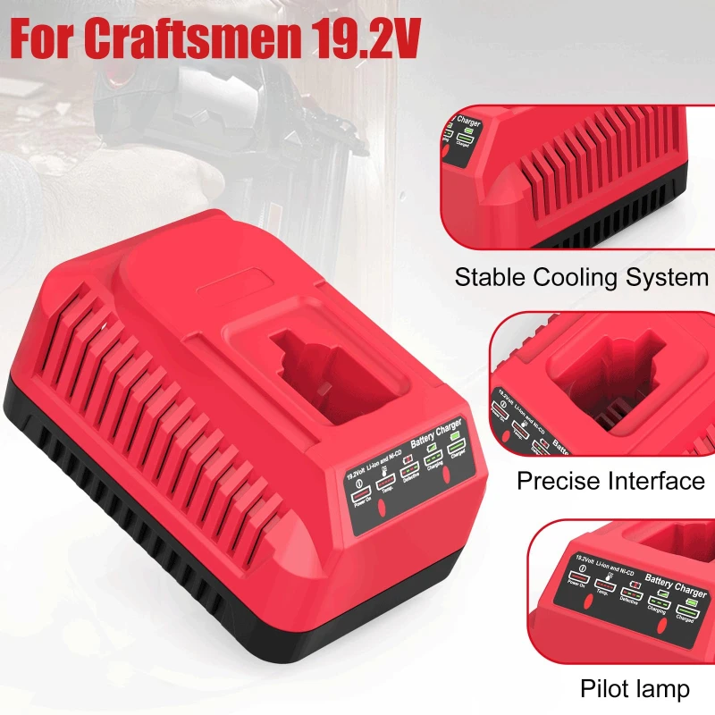 

Portable Lithium Battery Charger Power Tools Accessories Compatible with For Craftsmen 19.2V Lithium&Ni-Cd Battery Rapid Charger