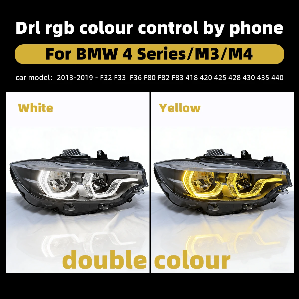 LED Headlight Assembly For BMW 4 Series F32 F33 F36 F82 F83 2013-2019 Switchback DRL Canbus Plug And Play Hi Lo Beam Replacement