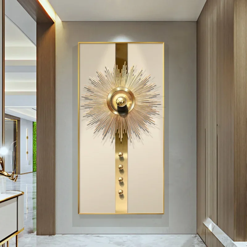 Portal light luxury high-end hanging paintings in  entrance, murals in the door  end of the corridor