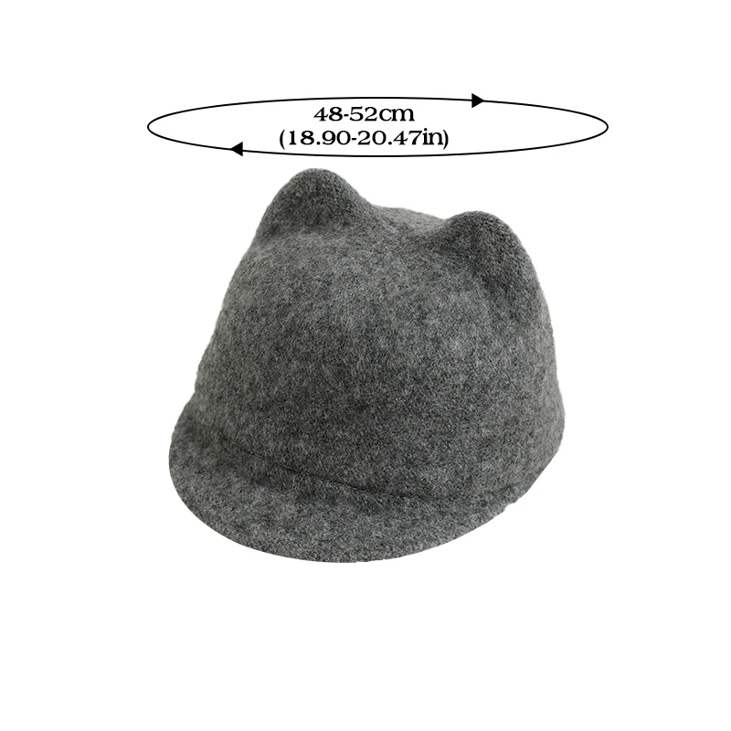 Winter Wool Felt Baby Hat Cute Cat Ears Toddler Boys Girls Equestrian Cap  Solid Color Warm Kids Duck Tongue Caps