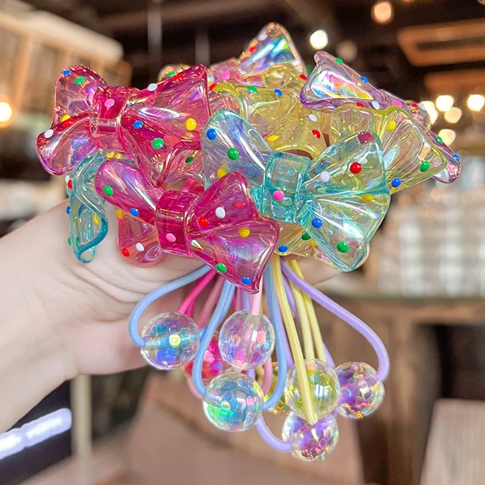 

2pcs Cute Polka Dot Hair Ties Bow Design Rubber Elastic Hairband Princess Headwear