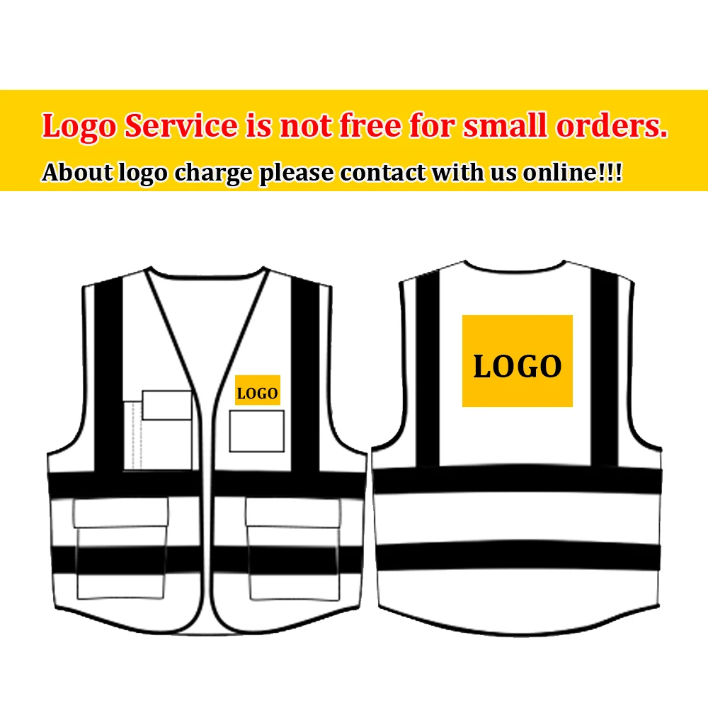 High visibility workwear safety vest logo printing workwear safety gilet Security waistcoats with reflector stripes New arrival