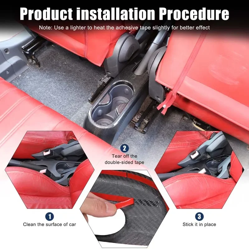 

1Pcs Real carbon fiber For Fiat 500 2007-2015 car central control handbrake water cup panel frame decorative sticker accessories