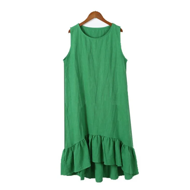 Summer Fashion Bohemia Cotton Linen Ruffles Fishtail Women Dress Boho Maxi Beach Party Loose Flare Girls Dress Vestidos