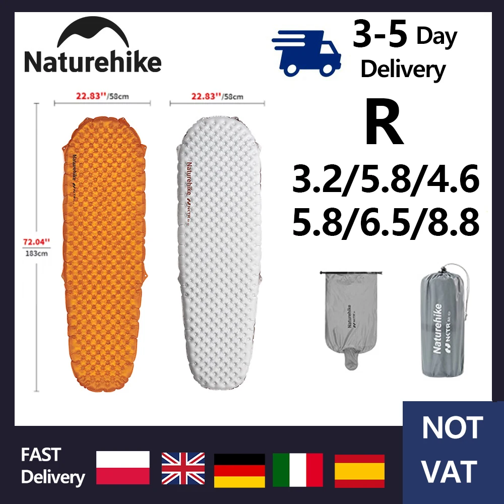 Materassino Gonfiabile da Campeggio Naturehike 2026 R 4.6/5.8/8.8, Leggero e Portatile, per Tenda, Viaggi, Escursioni e Spiaggia