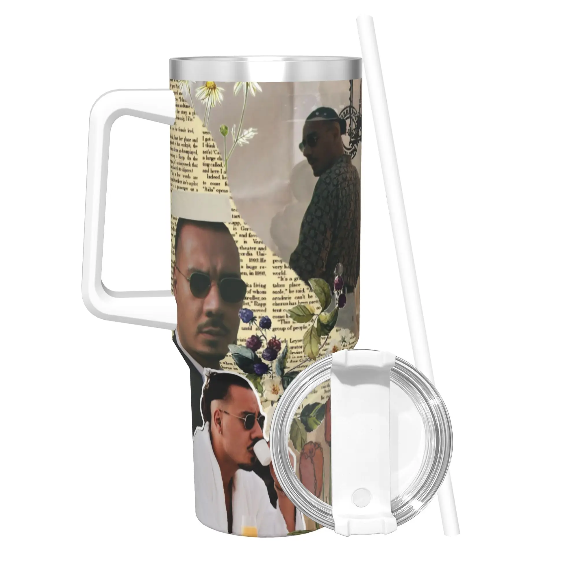 Apache207 Rapper Tumbler With Straw  Stainless Steel Tumblers Mug Double Wall Vacuum Insulated for Cold Or Hot 40oz