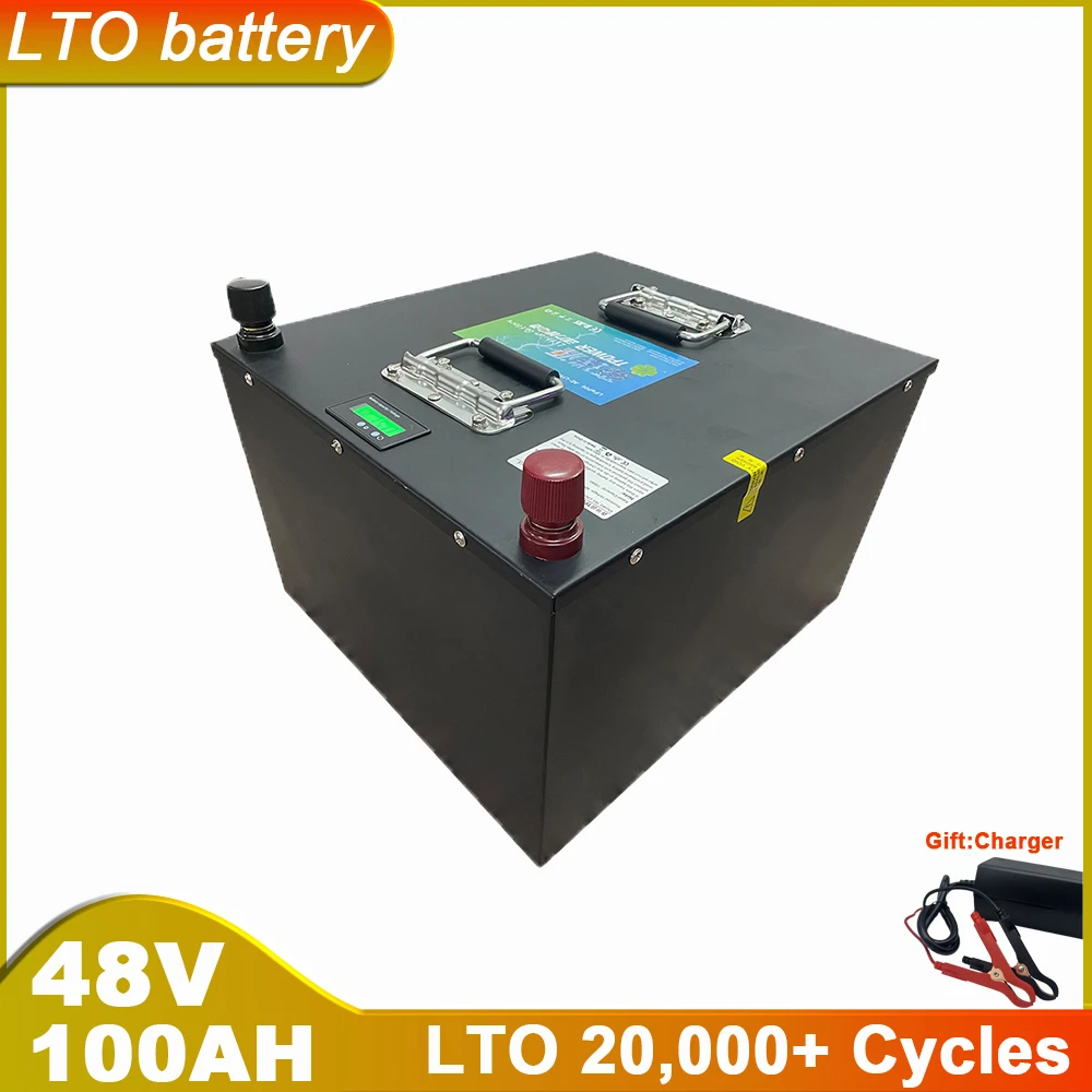 48V 100AH LTO Built-in 100A150A BMS With Bluetooth Lithium Titanate Battery For EV Autocaravans Solar Wind Power System RV