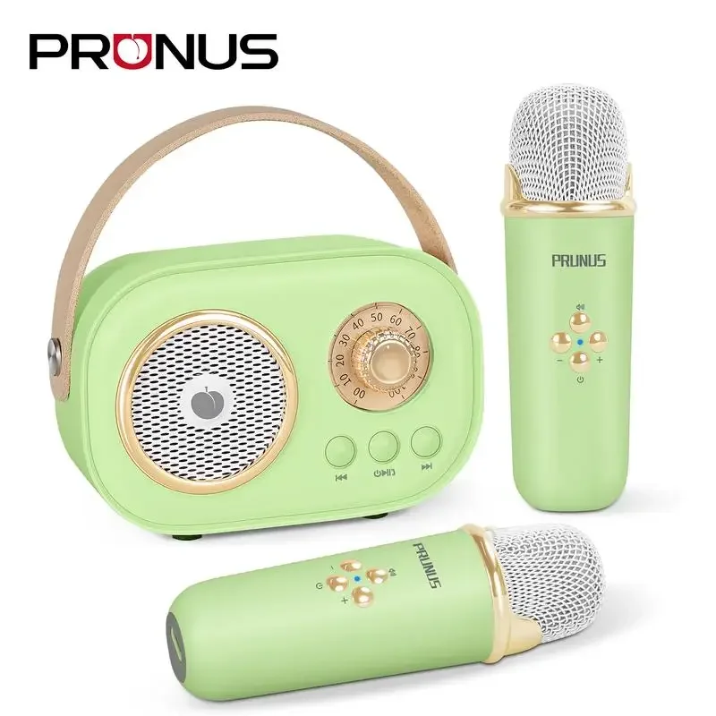 PRUNUS C20 Mini Máquina de Karaokê Alto-falante Bluetooth com Microfone Sem Fio 6 Modos de Som Perfeito para Presentes de Festas KTV