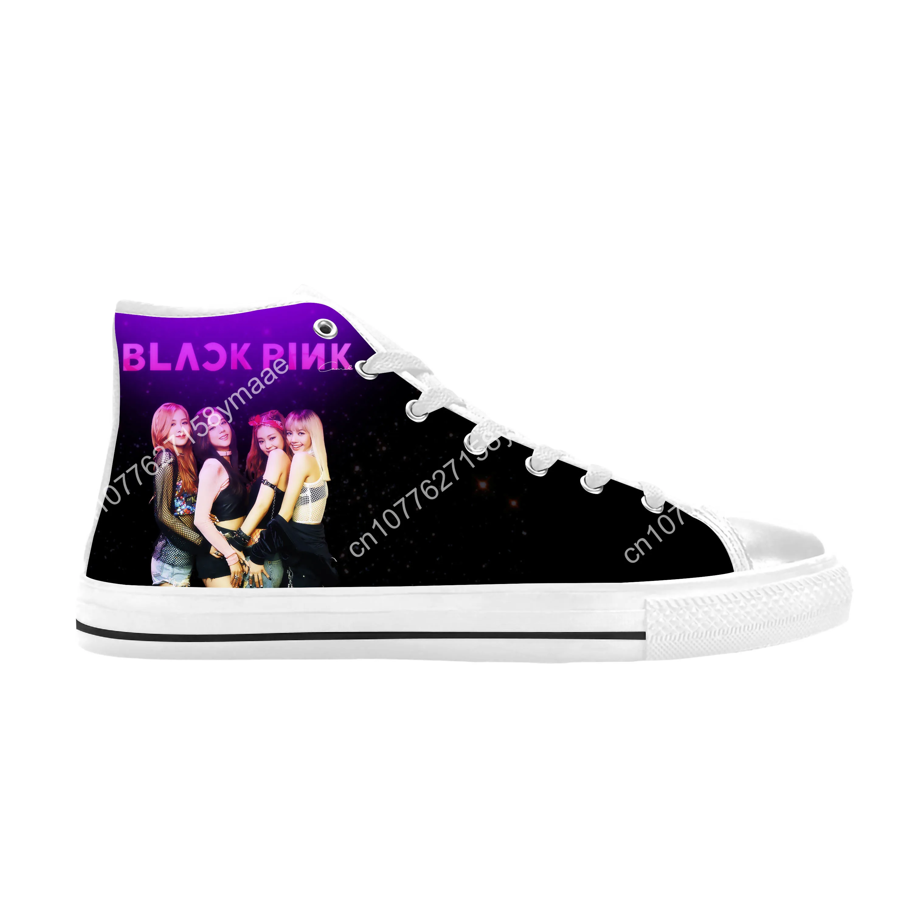 Hot Pink Pop Singer Band Rock Music Fashion Black Casual Cloth Shoes High Top Comfortable Breathable 3D Print Men Women Sneakers