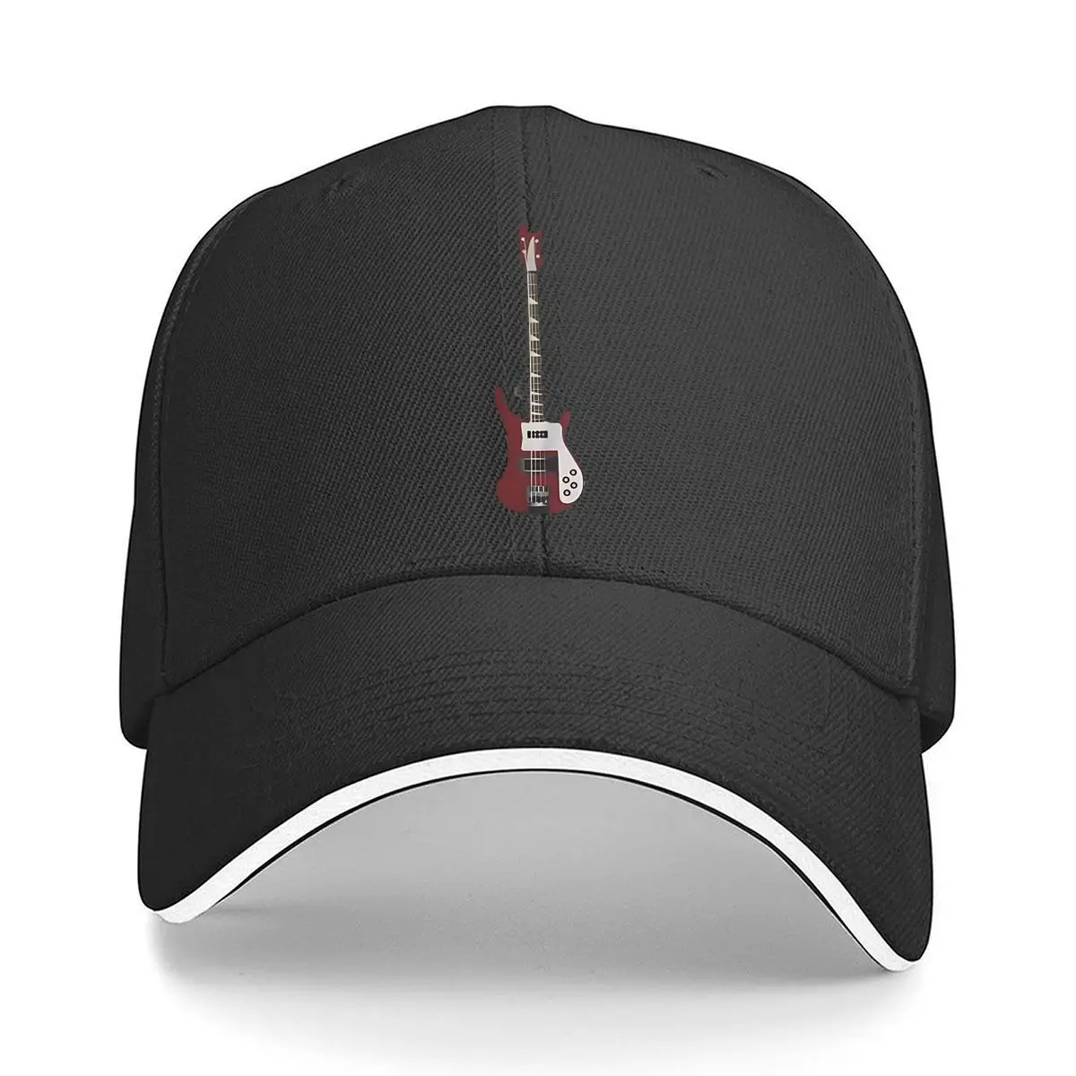 Red Electric Bass Guitar Graphic Sandwich Baseball Cap Outdoor Workouts Sun Hat