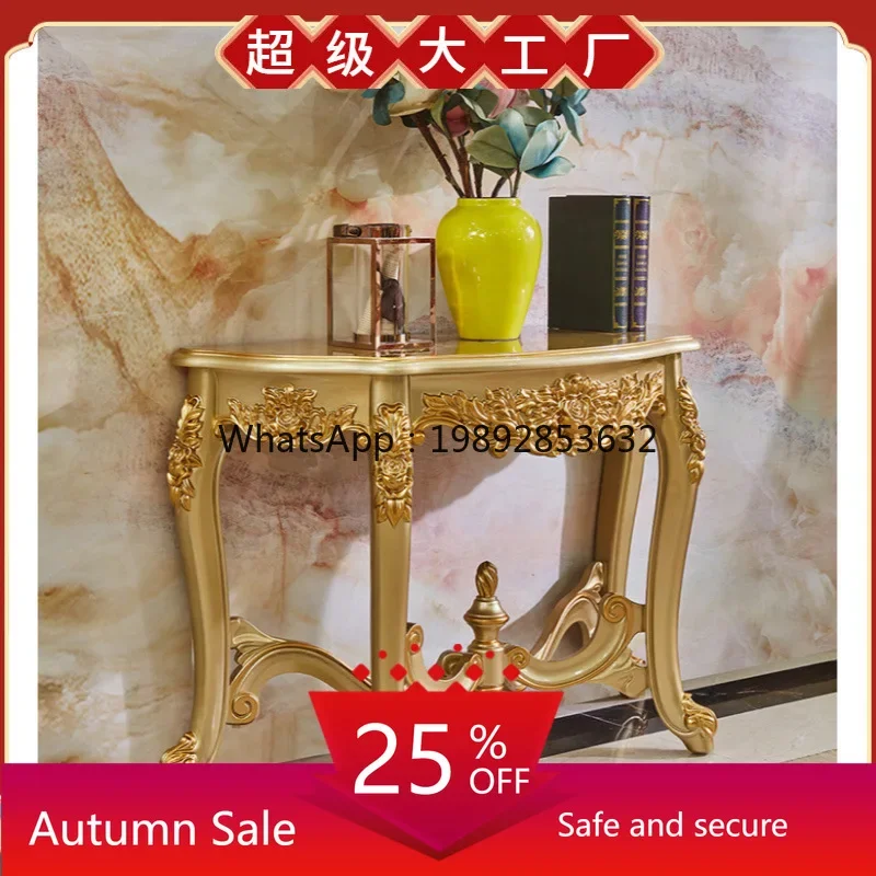 

LYY Solid Wood Entryway Table Hallway Entryway Cabinet Entryway Table Semi-Circular Entrance View Corridor Wall Table