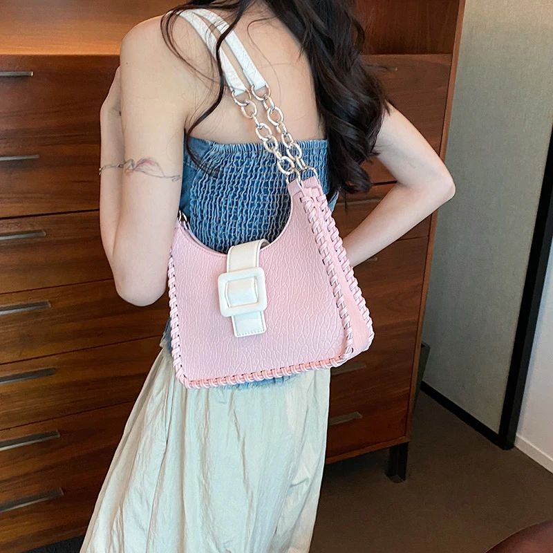 

2023 High Quality Women's Bags Autumn New Fashion PC Patchwork Advanced Sense Shoulder Bag Versatile High-capacity Handbag