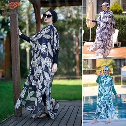 3/4PCS Muslim Modest Swimwear Hijab Swimsuit Women Swimming Suit Cover Ups Hijabs For Woman Islamic Long Sleeve Burkini