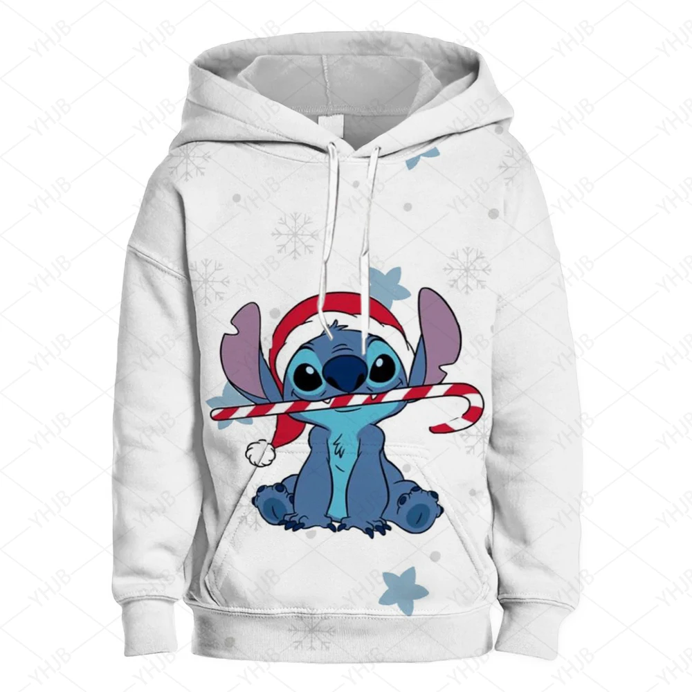 Christmas Disney Embroidered Hoodie Children\'s Cartoon Costume Little Girl Boy Lilo and Stitch Sportswear Manga Hoodie Baby Casu