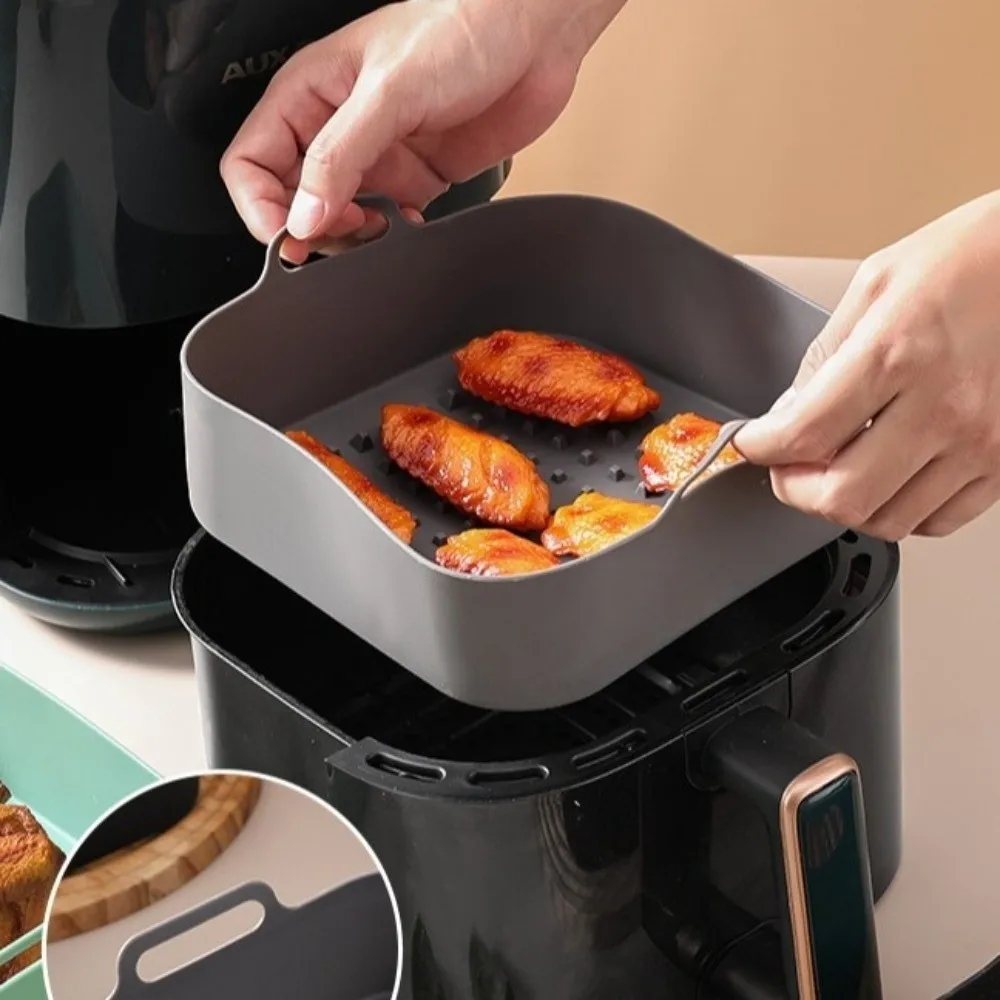 Square Air Fryer Baking Pan High Temperature Resistant Multi-color Silicone Baking Mat Flexible Reusable