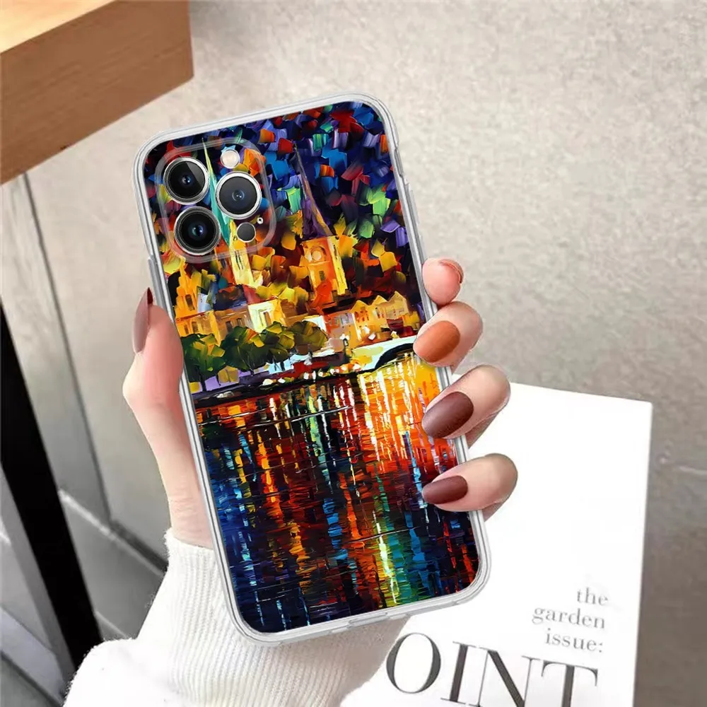 L-Leonid Oil A-Afremov Painting Phone Case Silicone Soft for iphone 15 14 13 12 11 Pro Mini XS MAX 8 7 6 Plus X XS XR Cover