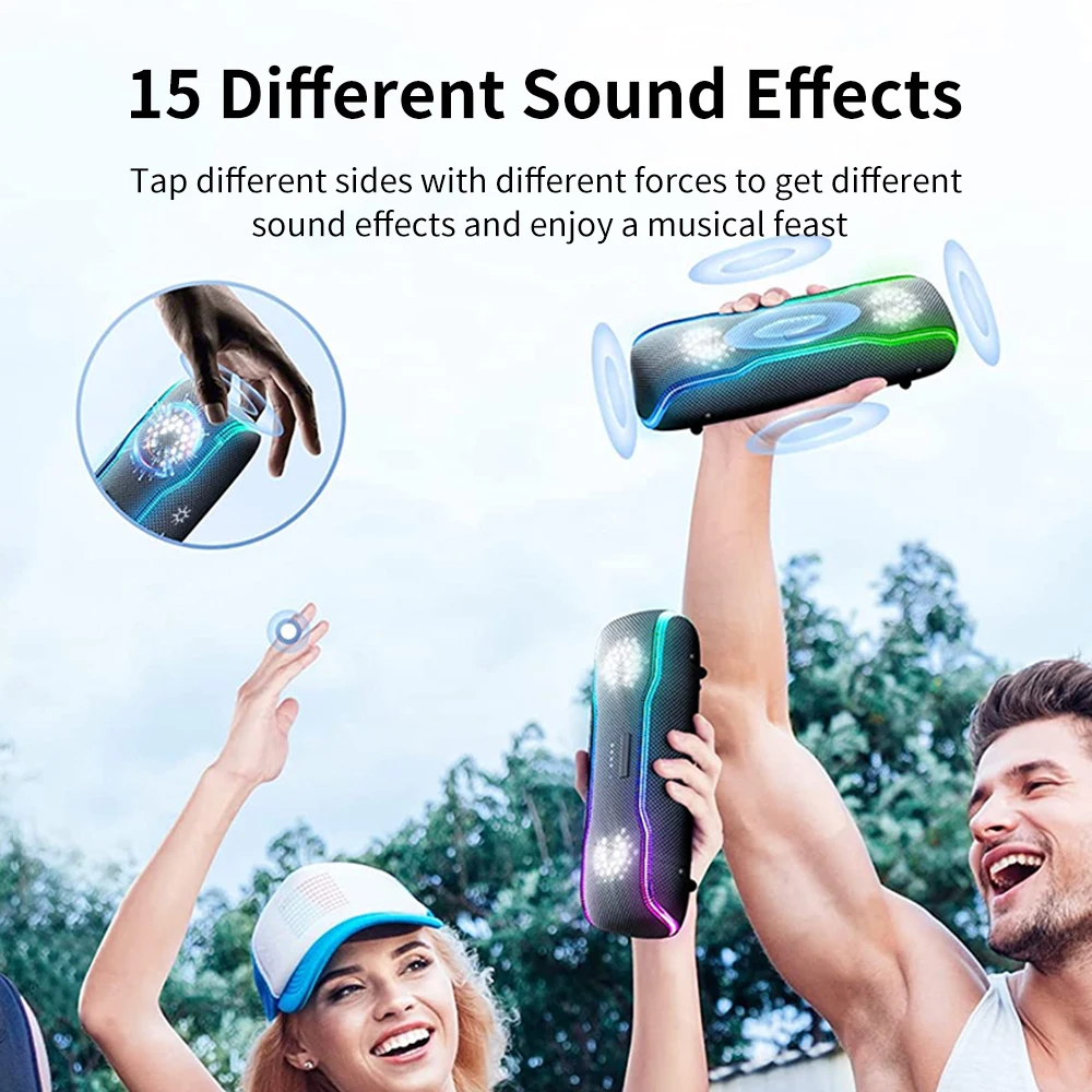 F10 Portable Bluetooth Speaker IPX7 Waterproof Wireless Outdoor subwoofer Speakers with RGB Light stereo Bass for Travel Party