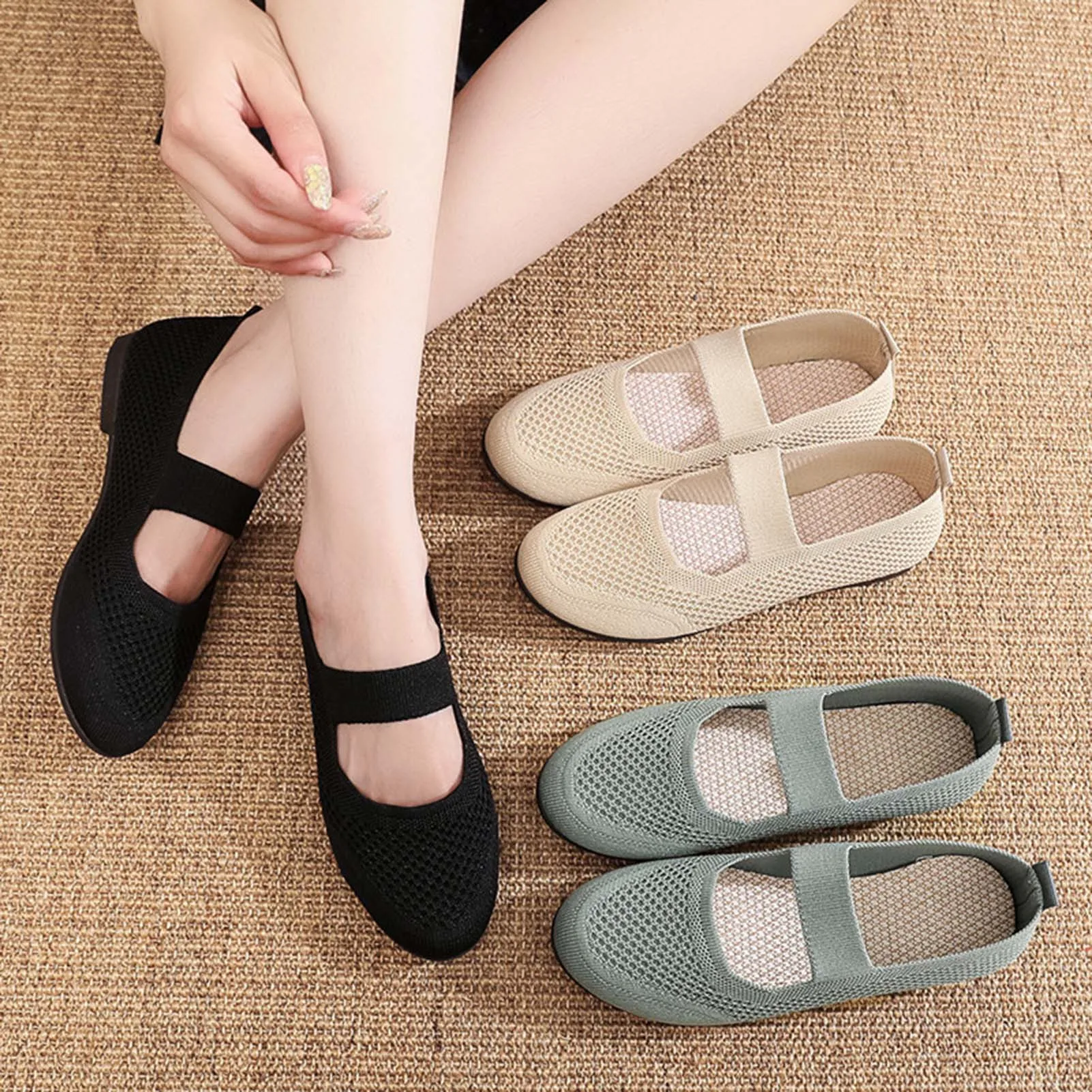 Ballet Flats para mulheres, sapatos mesh, compras ao ar livre e viagens, moda verão