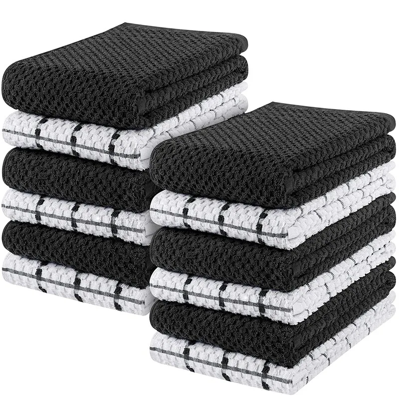 

Cotton Yarn Waffle Weave Kitchen Dish Cloths, Soft Absorbent Quick Drying Dish Towels