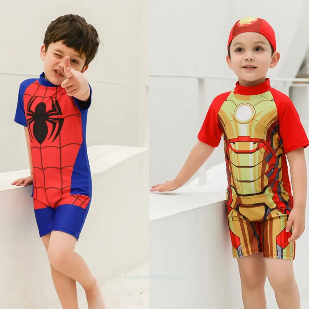 Costume da bagno per bambini supereroe Spiderman Costume Cosplay Iron Man Captain America bambini costumi da bagno ragazzi ragazze costumi da bagno