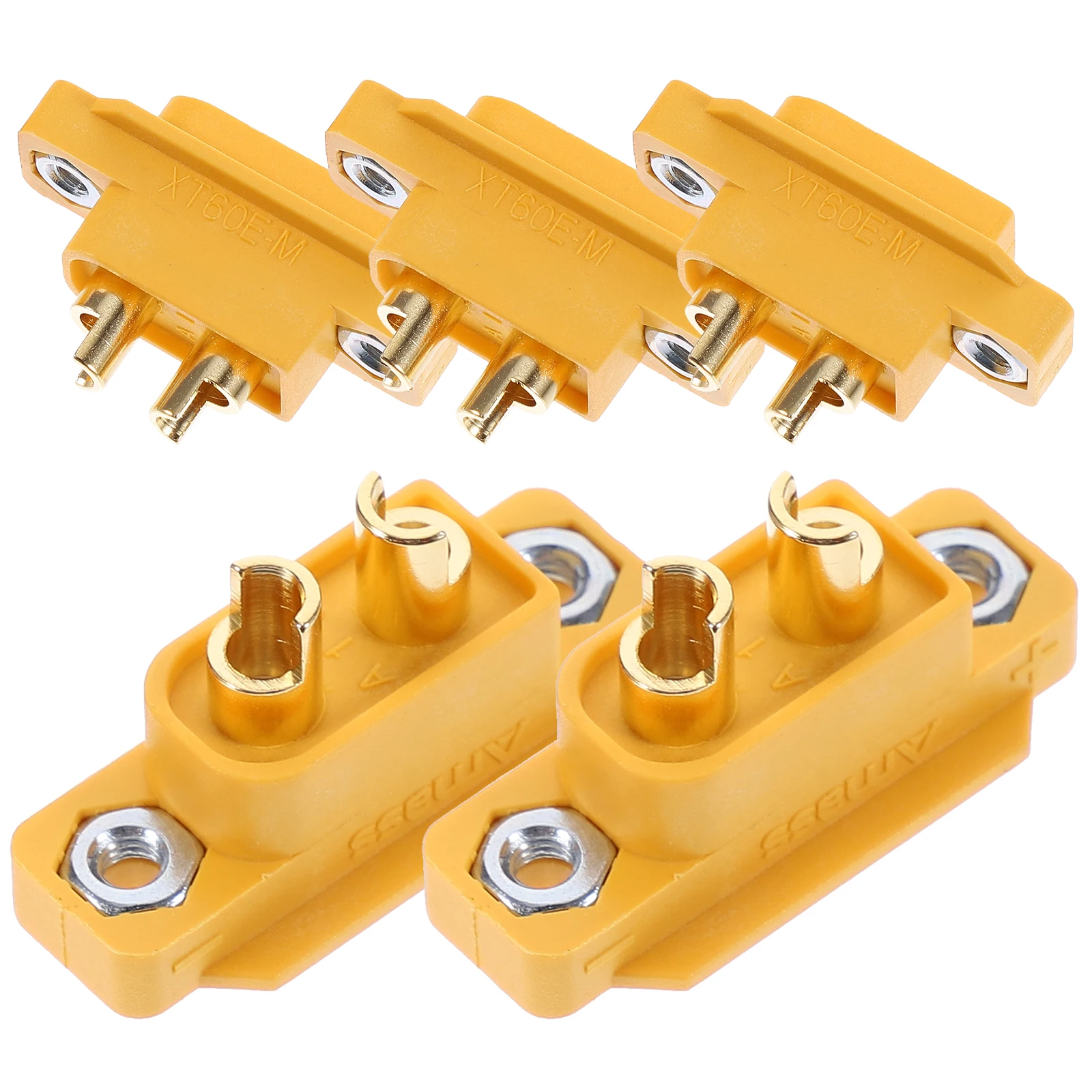 

5pcs XT60EI Yellow Male .5mm Gold plated Fixed Nuts Connectors for Model Aircraft Power Plugs Connectors