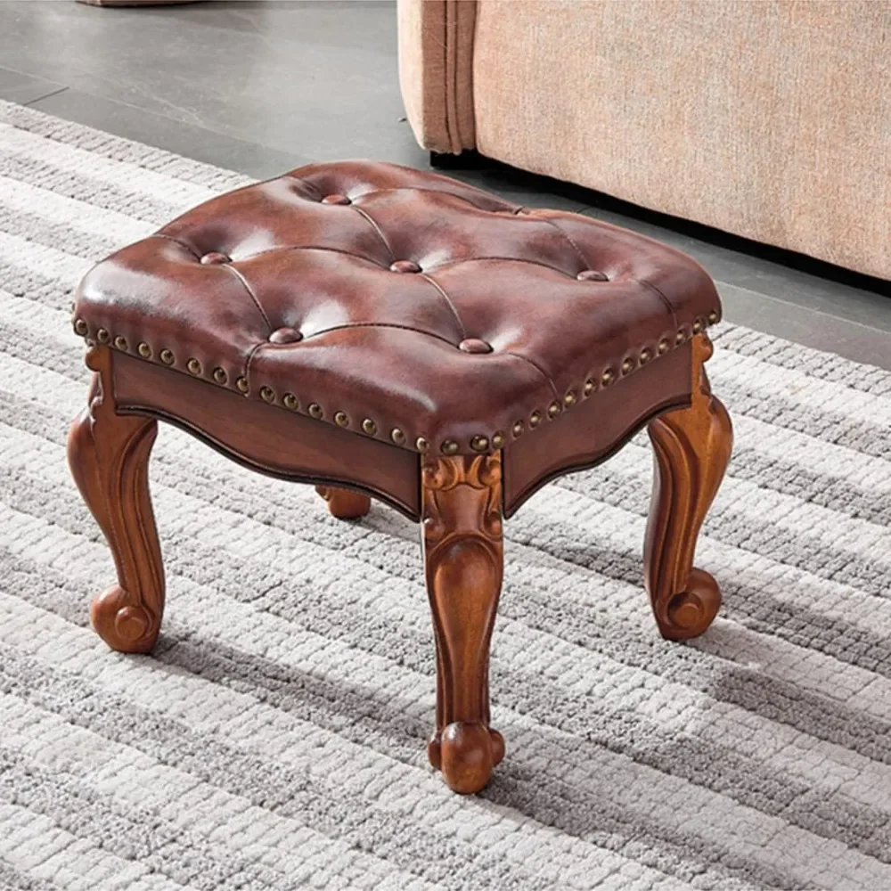 

Small Ottoman Square Leather Chair Stools & Ottomans Free Shipping Stool Solid Rubberwood Ottoman Hallway Living Room Furniture