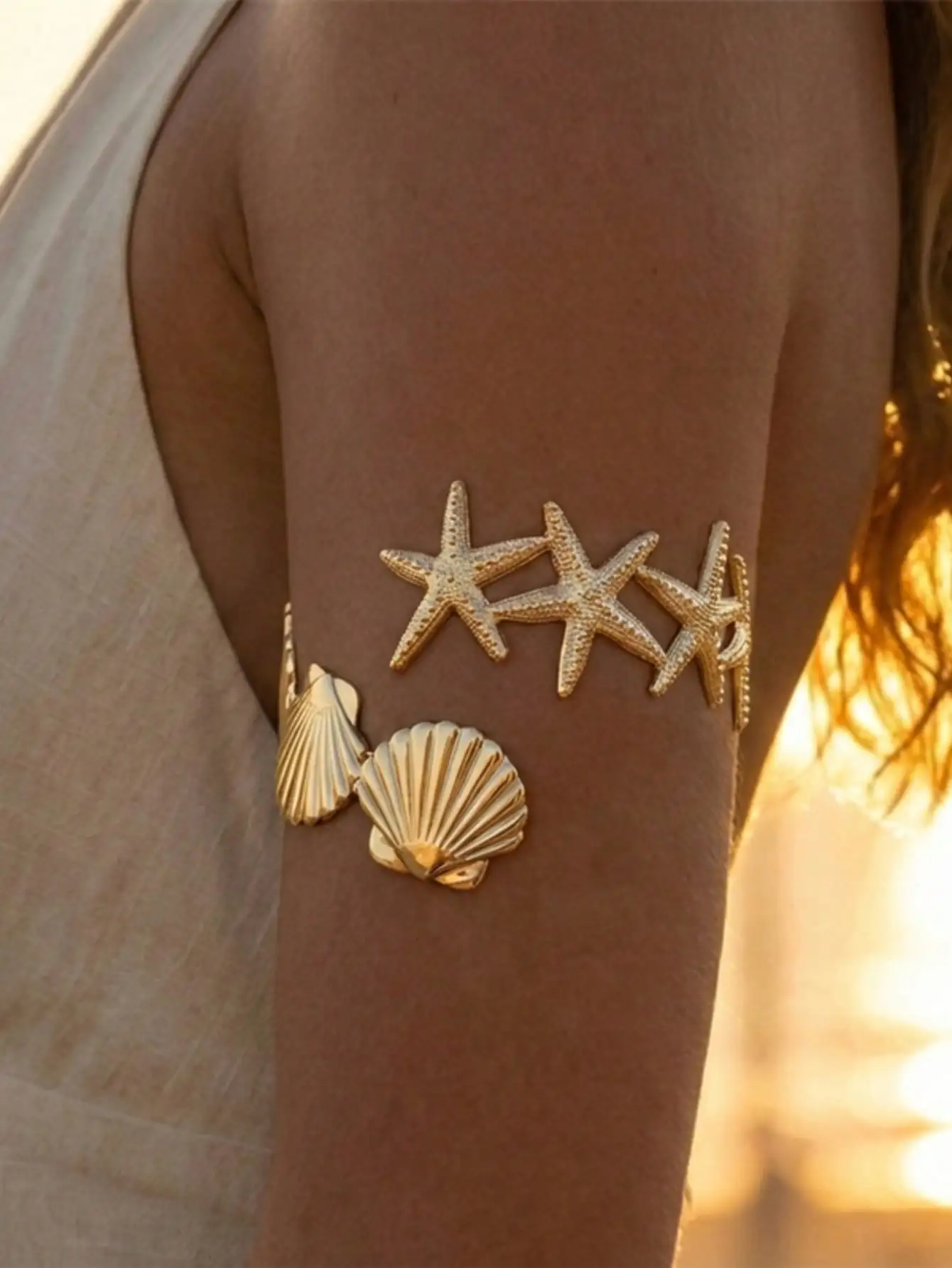 

1pc Summer Vacation Starfish & Shell Bracelet, Suitable For Women To Wear On Beach Trips