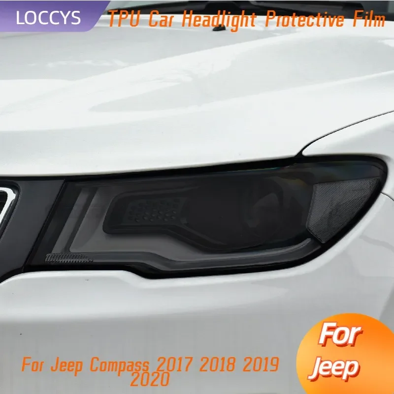 

For Jeep Compass 2017 2018 2019 2020 Car Headlight Protection Tint Film Smoke Black Transparent TPU Protective Light Sticker