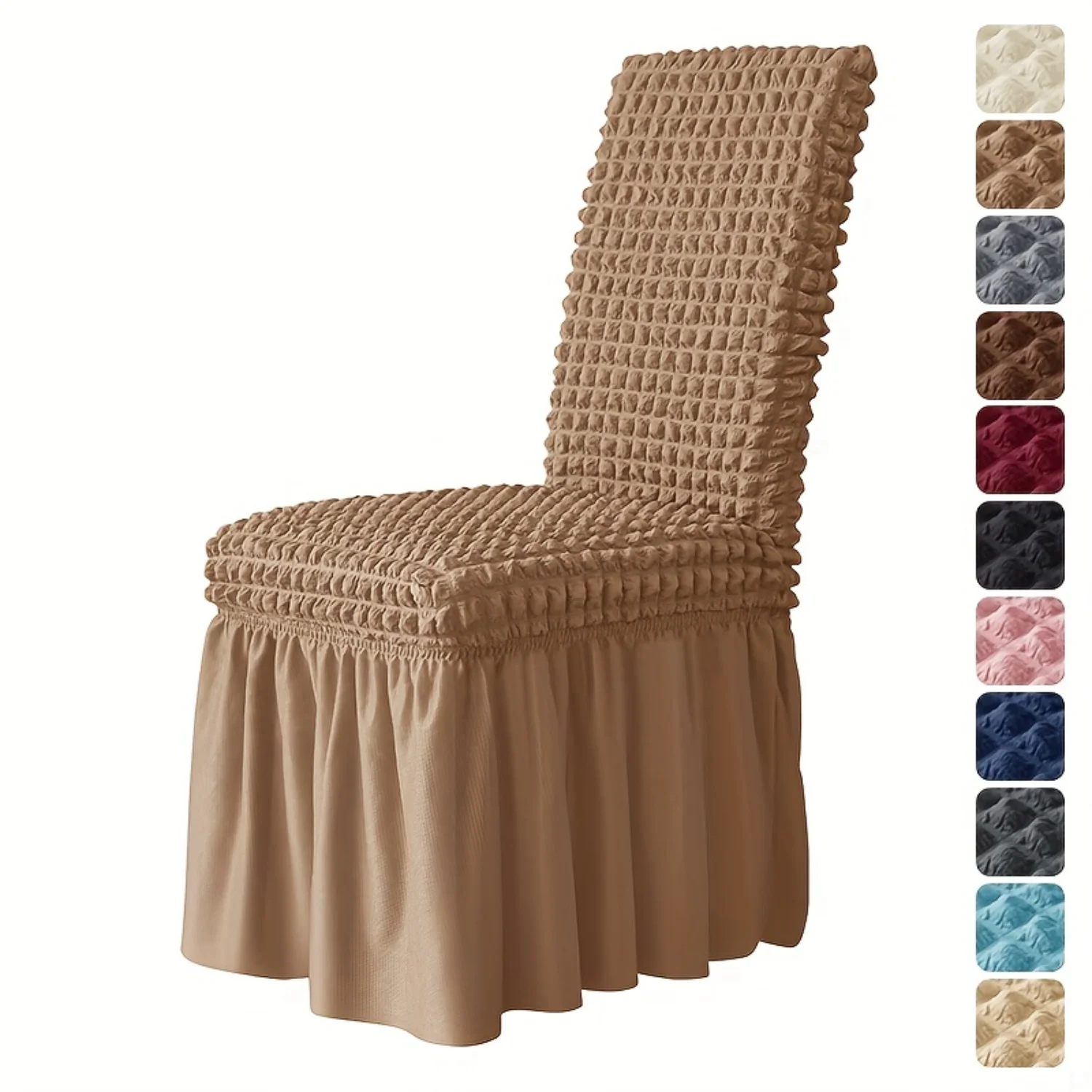 Elegant Seersucker Dining Chair Slipcover - 1pc Non-Slip, Durable Protector for Versatile  & Event Use