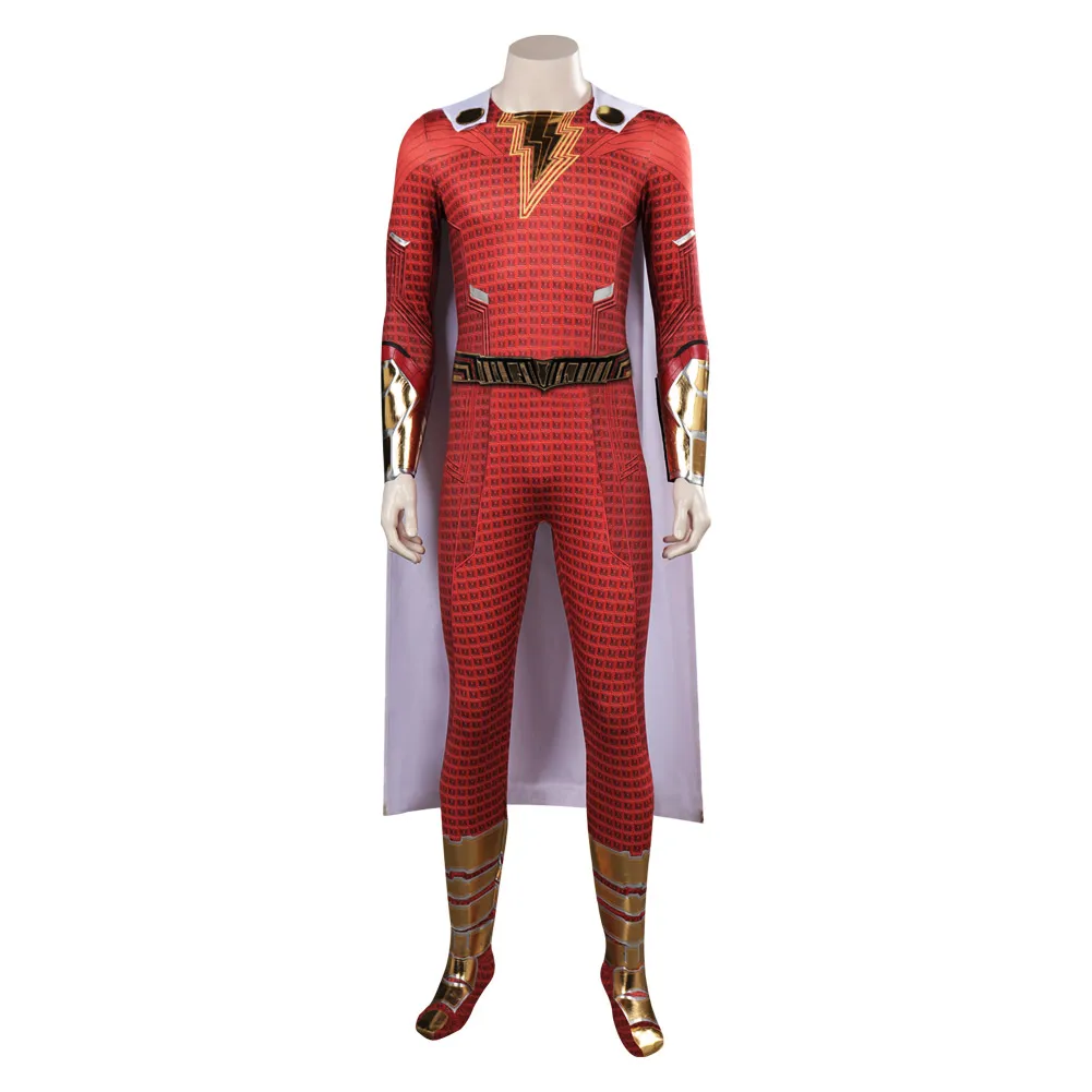 Shazam Fury of the Gods Shazam Cosplay Upgrade Costume Jumpsuit Cloak Belt Outfits Halloween Carnival Disguise Suit For Men