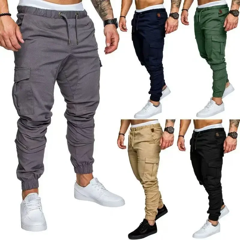 

New Men's Hip Hop Joggers, Multi-Pocket Sweatpants, Comfortable, Running, Gym, Harem Trousers for Men, Monochromatic, New Style