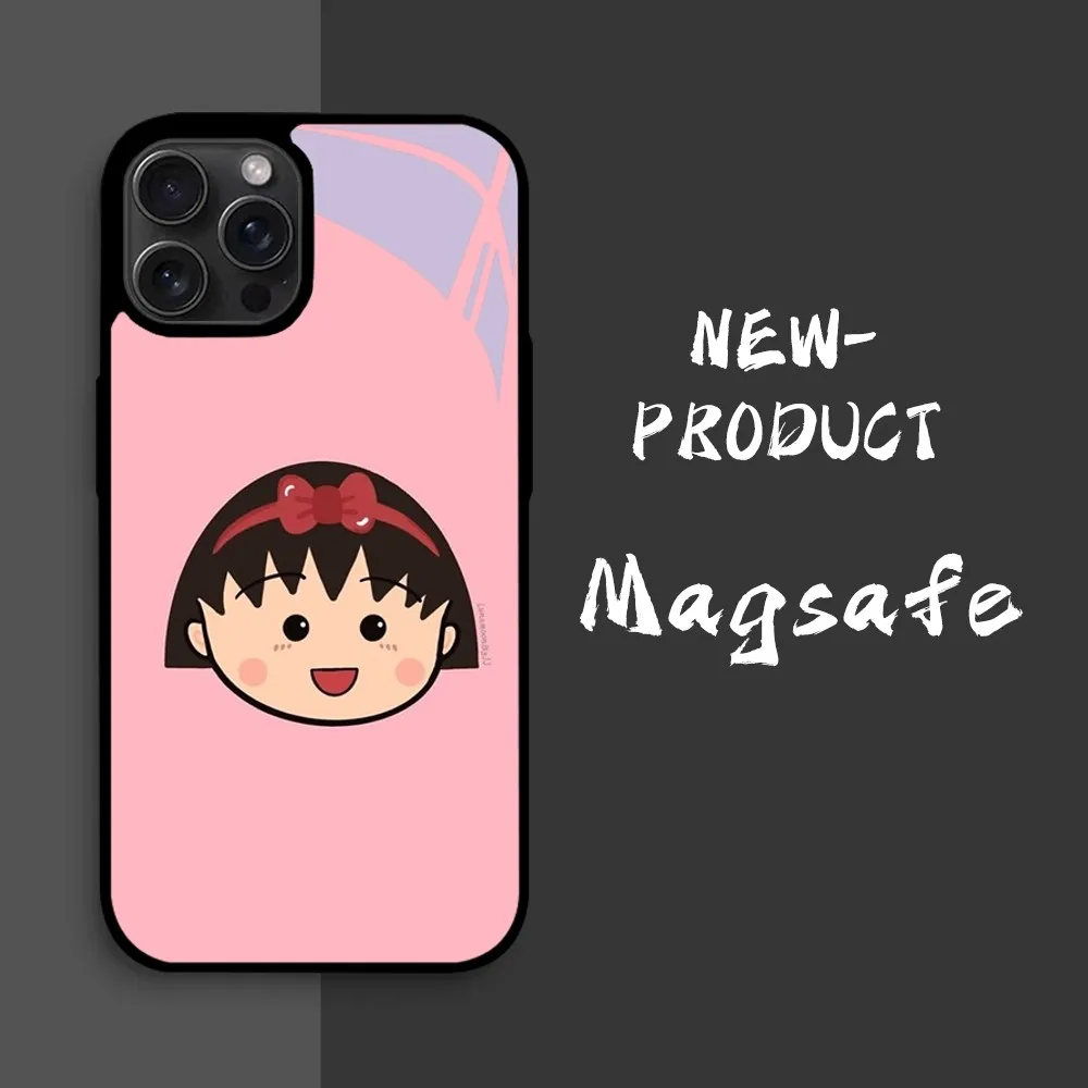 Cherry Cute M-Maruko chan Anime Phone Case For iPhone16 15 14 13 12 11 Pro Xs Max Mini XR X 7 8 Plus luxury Mirror Hard Funda