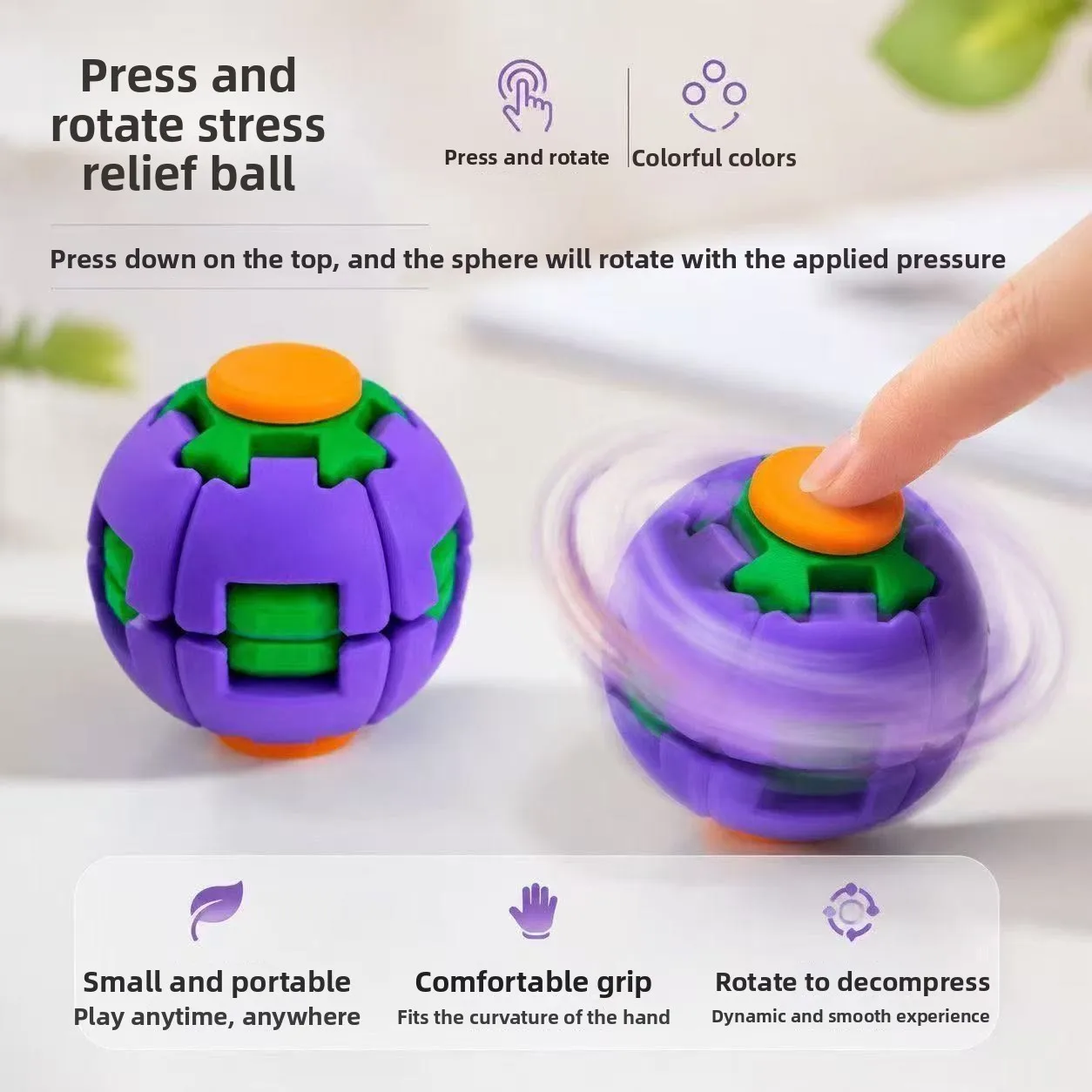 DIY Assembly Fidget Decompression Ball Push Rotate Hand Spinner Toy Pocket Size Anti-Anxiety Sensory Toy for Adult