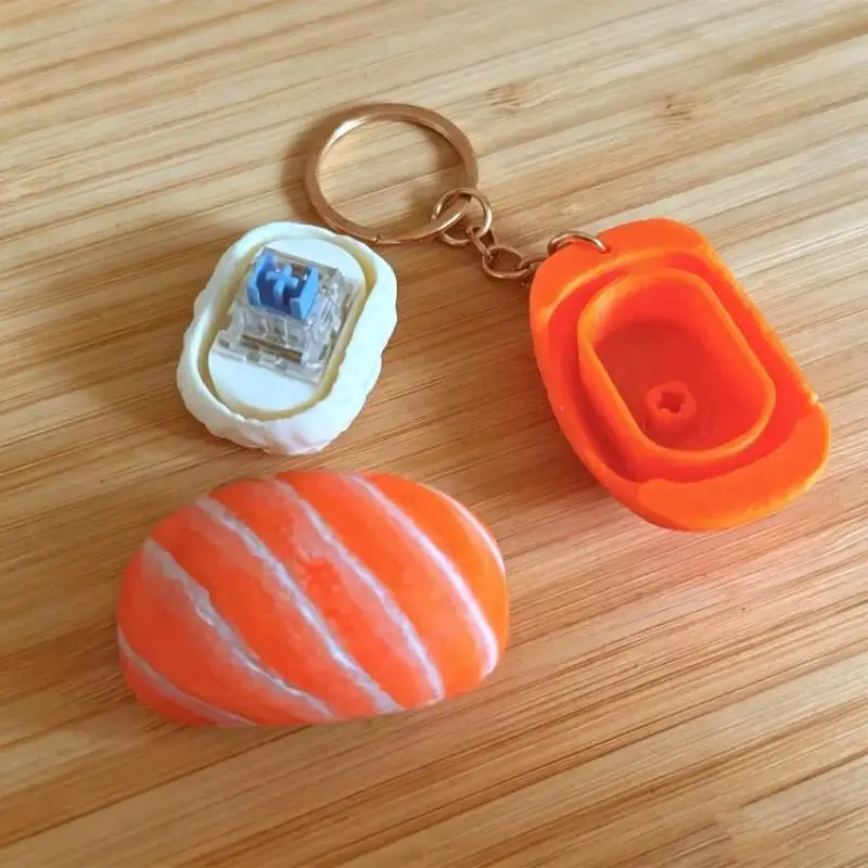 3D Printed Clicker Sushi Food Keychain Accessories Bag Pendant Backpack Keyring Anti-stress Fidget Gift Toy